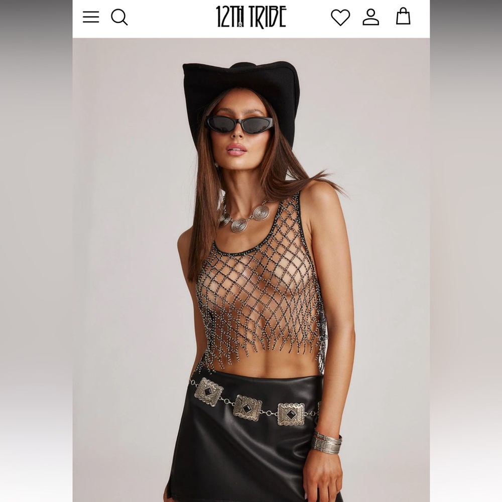 12th Tribe Silver Chain Mesh Crop Top